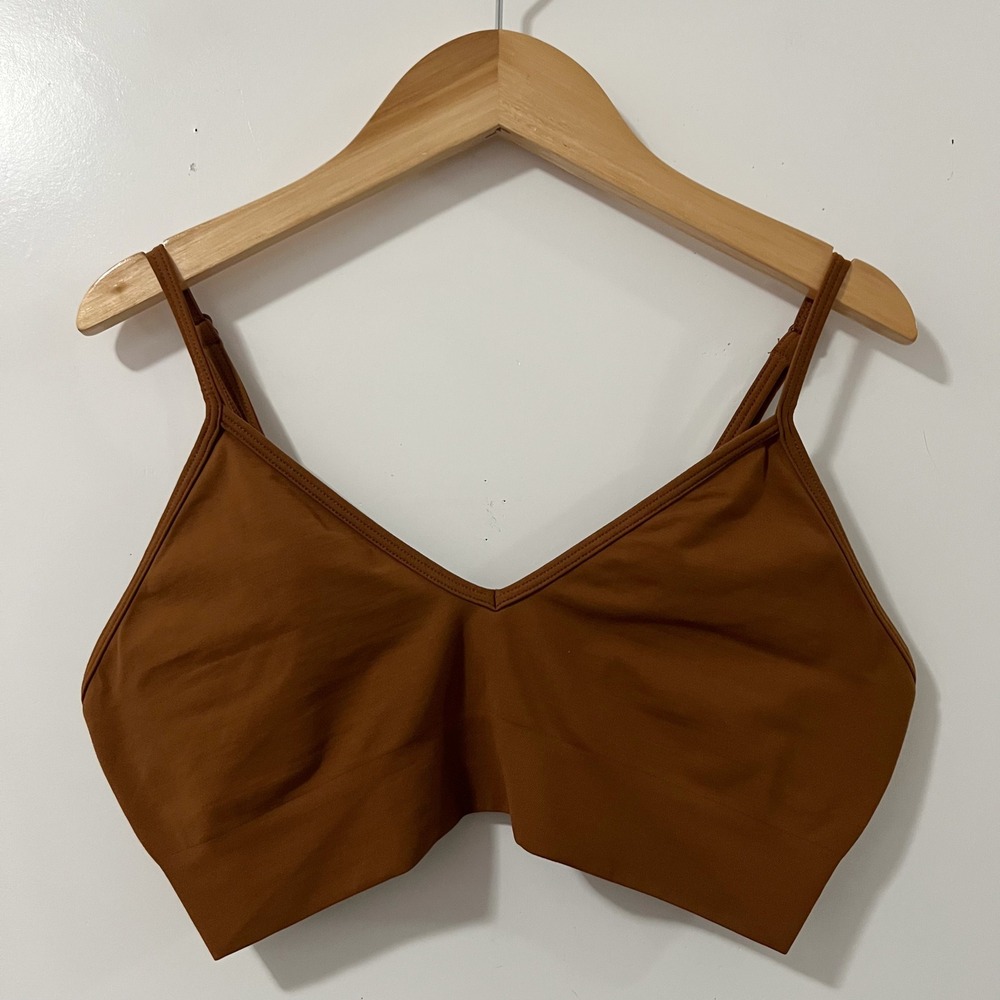 SKIMS Fits Everybody Triangle Bralette Cocoa Brown Size Large Adjustable Straps